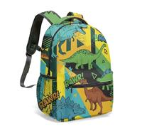 Mochila de 16 pulgadas con estampado de dinosaurio de dibujos animados, mochila colorida con diseño de volcán con ilustración artística completa de 360 grados para viajes, 02., L, Casual