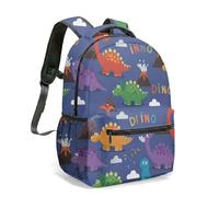 Mochila de 16 pulgadas con estampado de dinosaurio de dibujos animados, mochila colorida con diseño de volcán con ilustración artística completa de 360 grados para viajes, 01., L, Casual