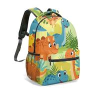 Mochila de 16 pulgadas con estampado de dinosaurio de dibujos animados, mochila colorida con diseño de volcán con ilustración artística completa de 360 grados para viajes, 05., L, Casual