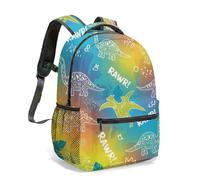 Mochila de 16 pulgadas con estampado de dinosaurio de dibujos animados, mochila colorida con diseño de volcán con ilustración artística completa de 360 grados para viajes, 04., L, Casual