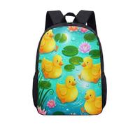 Mochila de 17 pulgadas con diseño de estanque de patitos amarillos para niños y adolescentes, bonita mochila escolar con estampado de lirios de agua rosados, mochila gráfica vibrante, 07, L