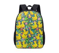 Mochila de 17 pulgadas con diseño de estanque de patitos amarillos para niños y adolescentes, bonita mochila escolar con estampado de lirios de agua rosados, mochila gráfica vibrante, 05., L