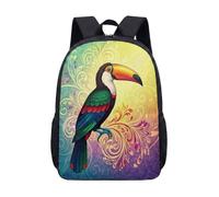 Mochila de 17 pulgadas con pajarita de tucán, estampado floral, para niños, estudiantes, adolescentes, ilustraciones vibrantes, 08., L, Minimalista