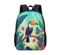 Mochila de 17 pulgadas con pajarita de tucán, estampado floral, para niños, estudiantes, adolescentes, ilustraciones vibrantes, 01., L, Minimalista