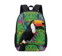 Mochila de 17 pulgadas con pajarita de tucán, estampado floral, para niños, estudiantes, adolescentes, ilustraciones vibrantes, 07, L, Minimalista