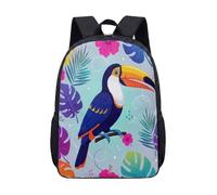 Mochila de 17 pulgadas con pajarita de tucán, estampado floral, para niños, estudiantes, adolescentes, ilustraciones vibrantes, 06., L, Minimalista
