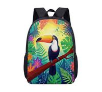 Mochila de 17 pulgadas con pajarita de tucán, estampado floral, para niños, estudiantes, adolescentes, ilustraciones vibrantes, 02., L, Minimalista