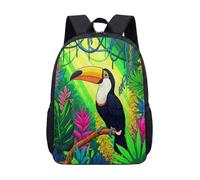 Mochila de 17 pulgadas con pajarita de tucán, estampado floral, para niños, estudiantes, adolescentes, ilustraciones vibrantes, 03., L, Minimalista
