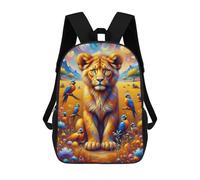 Mochila De 17 Pulgadas Lion And Birds in Fantasy Landscape, Mochila Escolar Impresa En 3D, Bolsa Para El Almuerzo Escolar, Mochila De Viaje, Mochila Para Amigos Para Niñas Y Niños.