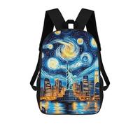 Mochila De 17 Pulgadas New York City Skyline with Statue of Liberty -2, Mochila Escolar Impresa En 3D, Bolsa Para El Almuerzo Escolar, Mochila De Viaje, Mochila Para Amigos Para Niñas Y Niños.