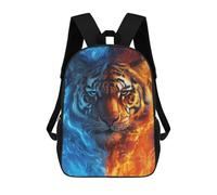 Mochila De 17 Pulgadas Tiger Fire And Ice Art Print-2, Mochila Escolar Impresa En 3D, Bolsa Para El Almuerzo Escolar, Mochila De Viaje, Mochila Para Amigos Para Niñas Y Niños.