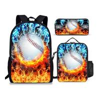 Mochila de 3 piezas con lonchera para niños, mochila grande para escuela primaria, bolsa de libros para niños de 6 a 16 años, Béisbol01, Cool Sport