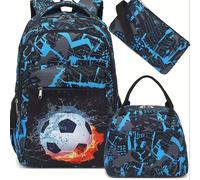 Mochila de 3 piezas para adolescentes, mochila y ultraligera, nueva mochila minimalista, lonchera, mochila de fútbol con múltiples compartimentos, para adolescentes, para adolescentes