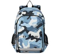 Mochila de agua para niños de 8 a 12 años: bolsas de libros ajustables para niños y niñas de sexto grado en varios colores, camuflaje azul