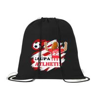 Mochila de algodón orgánico 100% con cordones | Saco multiusos ligero y reutilizable de 38x42 cm | Ideal para adultos y niños Futbol | Mochila tipo saco para gimnasio, colegio (Chica, Atleti)