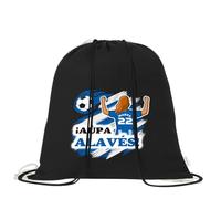 Mochila de algodón orgánico 100% con cordones | Saco multiusos ligero y reutilizable de 38x42 cm | Ideal para adultos y niños Futbol | Mochila tipo saco para gimnasio, colegio (Chica, Alavés)