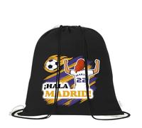 Mochila de algodón orgánico 100% con cordones | Saco multiusos ligero y reutilizable de 38x42 cm | Ideal para adultos y niños Futbol | Mochila tipo saco para gimnasio, colegio (Chica, Madrid)