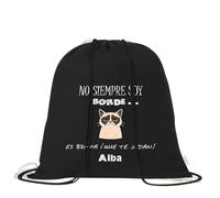 Mochila de algodón orgánico 100% con cordones | Saco multiusos ligero y reutilizable de 38x42 cm | Ideal para adultos y niños | Mochila tipo saco para gimnasio, colegio (No siempre soy borde)