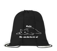 Mochila de algodón orgánico 100% con cordones | Saco multiusos ligero y reutilizable de 38x42 cm | Ideal para adultos y niños | Mochila tipo saco para gimnasio, colegio (No me da la vida Gato)