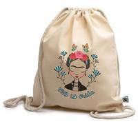 Mochila de Algodón Orgánico 100% - Diseño Artístico Inspirado, Resistente y Cómoda, Ideal para Regalo, Compras, Viajes y Trekking (Viva la Frida)