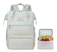 Mochila de almuerzo para mujer, mochila para portátil de 15.6 pulgadas con puerto USB, mochila para computadora portátil, mochila para profesores, enfermeras, viajes, color gris