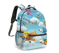 Mochila de aviación de dibujos animados, con estampado de helicóptero, resistente al agua, mochila escolar para niños y niños, selección de varios tamaños, 02., L, Casual