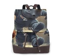 Mochila de baloncesto Little Rhino para mujer, mochila casual, mochila de cuero estampada para mujer para el trabajo