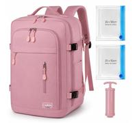 Mochila de cabina 40 x 30 x 20 cm con kit de compresión - equipaje gratuito Ryanair Wizz Air EasyJet Vueling Transavia - Bolsa de viaje para mujer - cabina ADC, rosa, Petit, Equipaje cabina easyjet 45