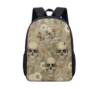 Mochila de calavera gótica de 17 pulgadas, diseño de seta de mariposa rosa, mochila escolar mística para niños, adolescentes y estudiantes, estética oscura, 05., L, Minimalista