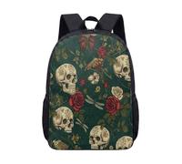 Mochila de calavera gótica de 17 pulgadas, diseño de seta de mariposa rosa, mochila escolar mística para niños, adolescentes y estudiantes, estética oscura, 06., L, Minimalista