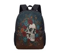 Mochila de calavera gótica de 17 pulgadas, diseño de seta de mariposa rosa, mochila escolar mística para niños, adolescentes y estudiantes, estética oscura, 12, L, Minimalista