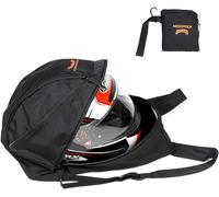 Mochila de casco de motocicleta plegable de gran capacidad bolsas de nylon impermeable ligero ciclismo Riding bolsa de almacenamiento, deportes al aire libre bolsa de baloncesto, bolsa de casco de esquí, negro ( B Black ),