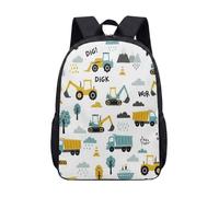 Mochila de construcción para niños, de 17 pulgadas, excavadora, camión, mochila escolar para niños pequeños, mochila con impresión de vehículo, 02., L, Minimalista