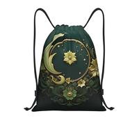 Mochila de Cuerda, Adán sobre Fondo de Pantalla Verde Bolsas de Cuerdas Casual con cordón Bolsa de Deporte para Viaje Adulto Acampada 36X42cm