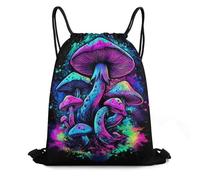Mochila de Cuerda, Arte Brillante del Mundo mágico de Hongos psicodélicos Bolsas de Cuerdas con cordón Manera Saco de Gimnasia para Hombre Playa Viaje 36X42cm