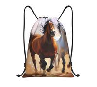 Mochila de Cuerda, Caballo Animal Corriendo Bolsa de Cuerdas Ajustable Unisex Bolsas de Deporte para Yoga Vacaciones Nadar 36X42cm