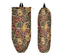 Mochila de cuerda con bolsillos con cremallera, bolsas para mujer, viajes a la playa, tarjetas de tarot rojas de Feliz Navidad