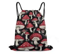 Mochila de Cuerda, Hongos Rojos góticos Bolsa de Cuerdas Cómodos Unisex Saco de Deporte para Mujer Acampada Adulto 36X42cm