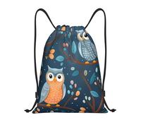 Mochila de Cuerda, Lindo Animal búho Hojas Bolsa de Cuerdas Práctico Unisex Gym Sack para Acampada Mujer Playa 36X42cm