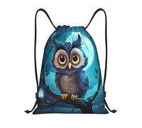 Mochila de Cuerda, Lindo búho de Halloween con Forma de Luna Bolsas de Cuerdas Ligero Práctico Bolsa de Deporte para Vacaciones Acampada Viaje 36X42cm