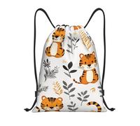 Mochila de Cuerda, Lindo patrón de Flores de Tigre Bolsa con Cordón Moderno Ajustable Deporte Bolso de Gimnasia para Vacaciones Hombre Mujer 36X42cm