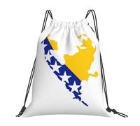 Mochila De Cuerda Mapa De La Bandera De Bosnia Gran Capacidadte Mochila Gym Unisex Bolsa De Gimnasio Cordón para Natación Acampada Fútbol 39X46Cm