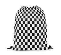 Mochila De Cuerdas Cuadro Negro Resisten Gymsack Impermeable Bolsa De Deporte Gimnasia para Acampada Vacaciones Natación 39X46Cm