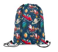 Mochila De Cuerdas Feliz Navidad Papá Noel Navidad Ciervo Alce Decoración Planeta Impermeable Bolsas De Cuerdas Resisten Bolsa De Deporte Gimnasia para Mujer Acampada Senderismo 39X46Cm