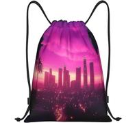 Mochila De Cuerdas Fotografía del Paisaje Urbano De Los Ángeles Bolsas De Gimnasia Unisex Mochila Deportiva Hidrófugo Bolsas De Cuerdas para Viajar Playa Tiempo Libre 36X42Cm
