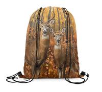 Mochila De Cuerdas Lindo Ciervo Cazando Ciervos Animal Salvaje Granja Occidental Gran Capacidadte Bolsa De Gimnasio Fácil De Doblar Bolsa De Cordón para Acampada Natación Vacaciones 39X46Cm