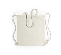 Mochila de Cuerdas [Nature Line, Algodón Reciclado 140g/m2, 9kg Resistencia] Asas Largas 70cm, Argollas Metálicas Reforzadas, Eco-Friendly, Ideal Compras, Gimnasio y Uso Diario - 38x42cm (Beig)