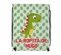 Mochila de cuerdas para MUDA DE ROPA personalizada. Ideal para dejar una muda completa en el colegio. VUELTA AL COLE. Regalos personalizados. Diferentes modelos a elegir (Dino)