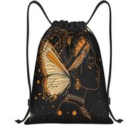 Mochila De Cuerdas Silueta De Qu-EEN con Corona De Mariposa Bolsas De Cuerdas Ajustable Mochila Deportiva Deportiva Bolsas De Gimnasia para Deporte Yoga Playa 36X42Cm