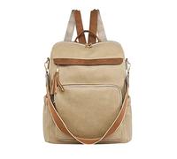 Mochila de cuero cómoda para mujer, mochila de viaje para estudiantes, mochila de transporte para mujer, caqui, Talla única